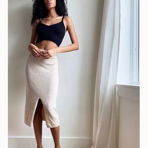 Free People - Skyline Midi Skirt / Size S / heather oatmeal